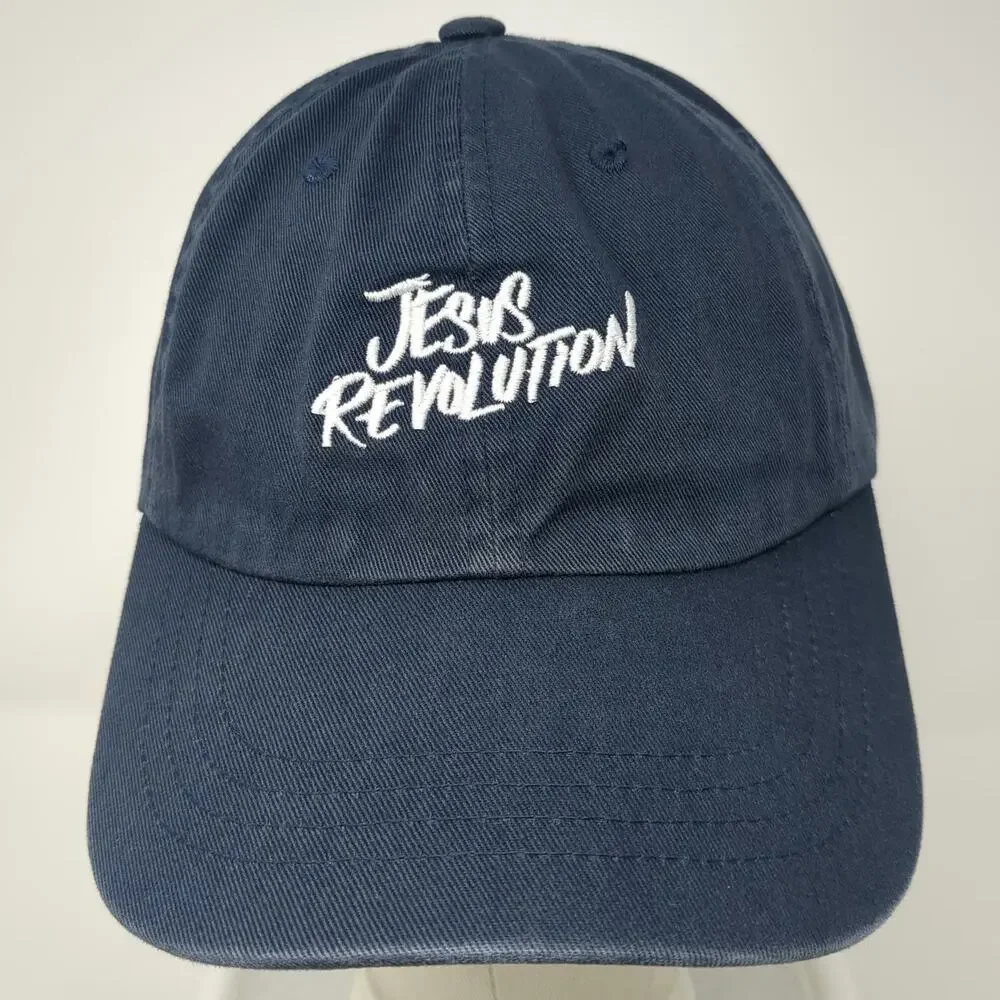 Yupoong Jesus Revolution Baseball Cap Blue One Size Embroidered Slideback Hat